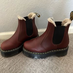 Red Dr. Martens platform Chelsea boot. Women’s Size 6.